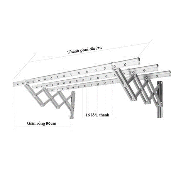 Hướng dẫn 3 cách thiết kế dây phơi quần áo tiện lợi, thông minh Giàn phơi quần áo gắn tường kéo ngang